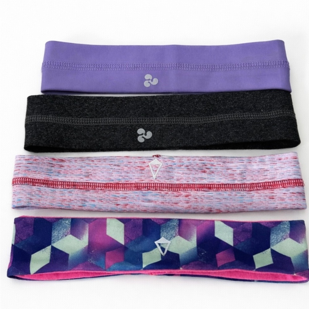 Ivivva & Triple Flip Girls Athletic Headbands Lot of 4 Purple Black Pink Multi
